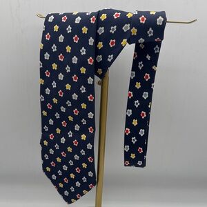 Etro Milano Navy dark blue Tie with Colorful Floral Design flowers 100% silk